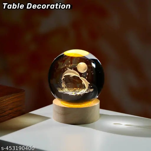 Glass Lamp 3D Ball Astronomy Night Lamp with Base for Living Room
