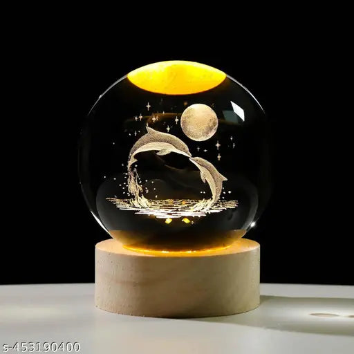 Glass Lamp 3D Ball Astronomy Night Lamp with Base for Living Room