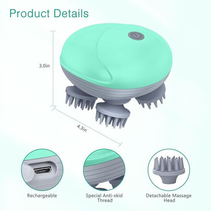Electric Scalp Massager for Dandruff Control and Hair Regrowth – Rechargeable, Waterproof Design