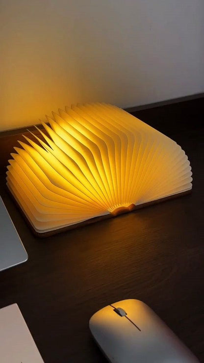Anwick Lamp Book Large Size Folding Mood Light, Novelty LED Night Light, USB Large Capacity Rechargeable Wooden Table Lamp