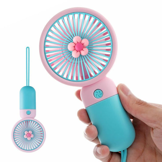PACK OF 2 Portable Cartoon Shaped Handheld USB Rechargeable Small Fan & Student Desktop Phone Holder (Pack Of 2)