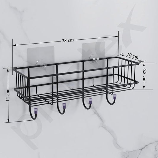 Self-Adhesive Multipurpose Bathroom Shelf with Hooks/Towel