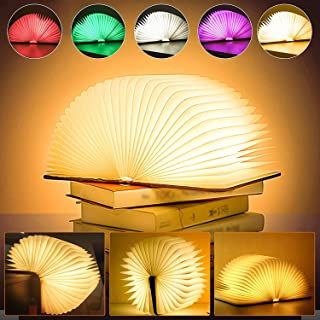 Anwick Lamp Book Large Size Folding Mood Light, Novelty LED Night Light, USB Large Capacity Rechargeable Wooden Table Lamp