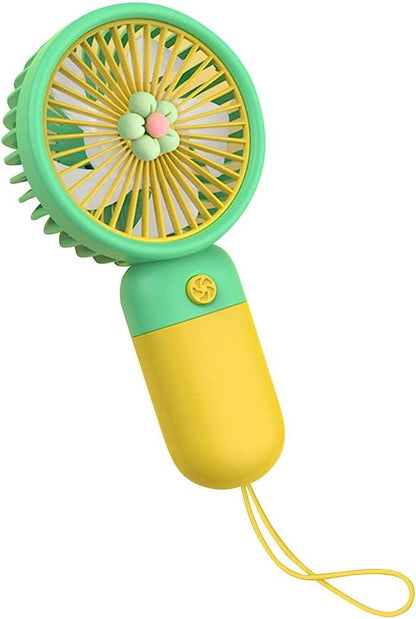 PACK OF 2 Portable Cartoon Shaped Handheld USB Rechargeable Small Fan & Student Desktop Phone Holder (Pack Of 2)
