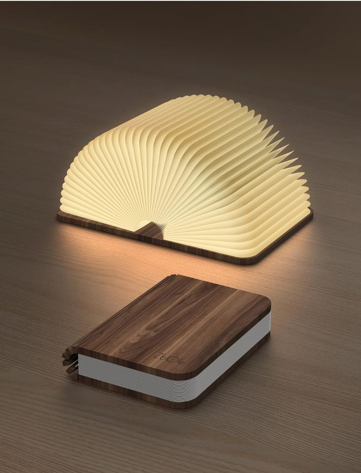 Anwick Lamp Book Large Size Folding Mood Light, Novelty LED Night Light, USB Large Capacity Rechargeable Wooden Table Lamp
