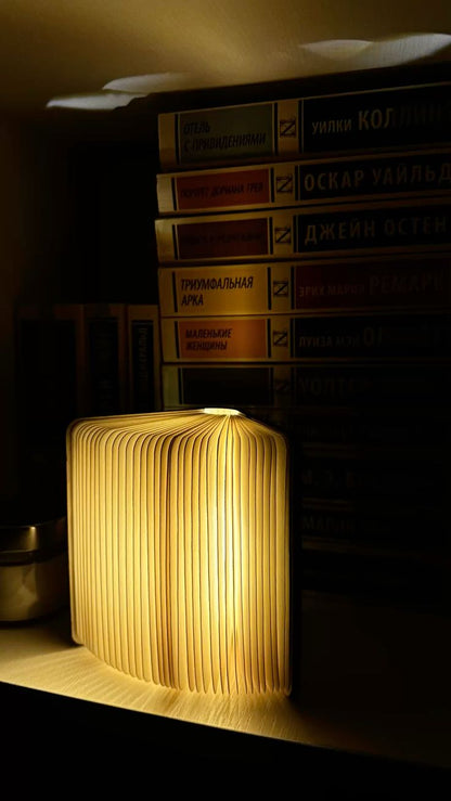 Anwick Lamp Book Large Size Folding Mood Light, Novelty LED Night Light, USB Large Capacity Rechargeable Wooden Table Lamp