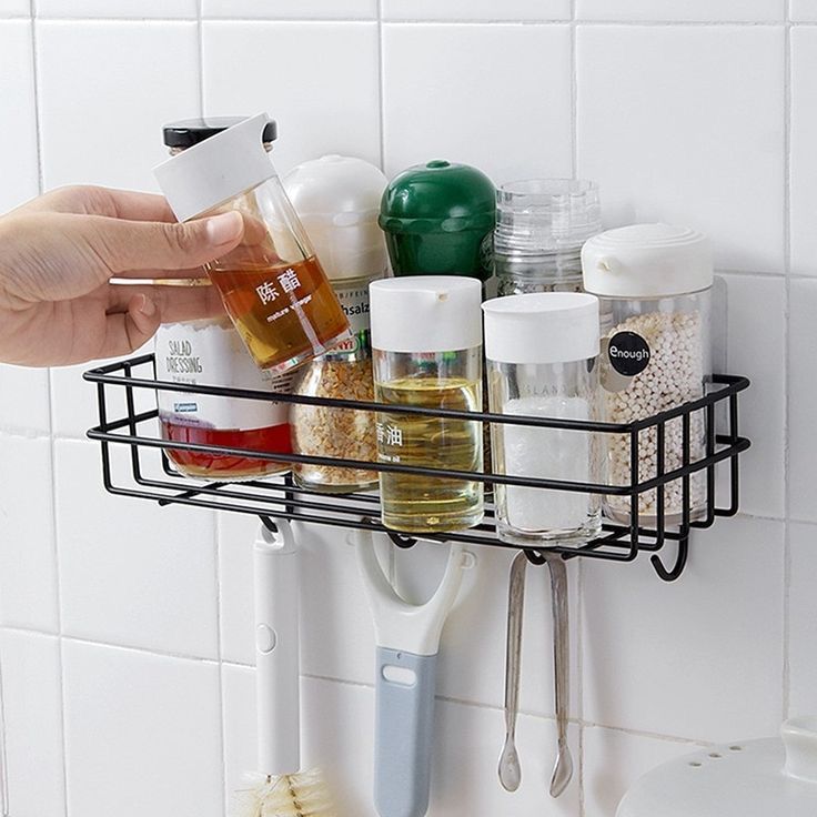 Self-Adhesive Multipurpose Bathroom Shelf with Hooks/Towel