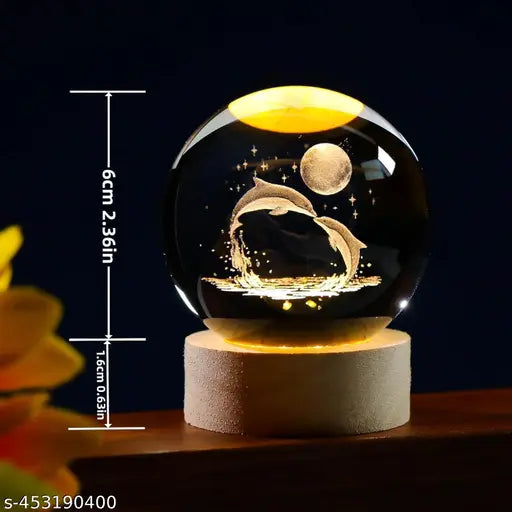 Glass Lamp 3D Ball Astronomy Night Lamp with Base for Living Room