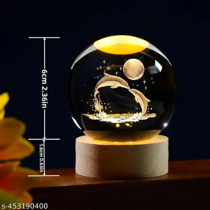 Glass Lamp 3D Ball Astronomy Night Lamp with Base for Living Room
